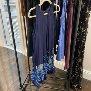 Anthropologie Navy and Blue Floral Dress